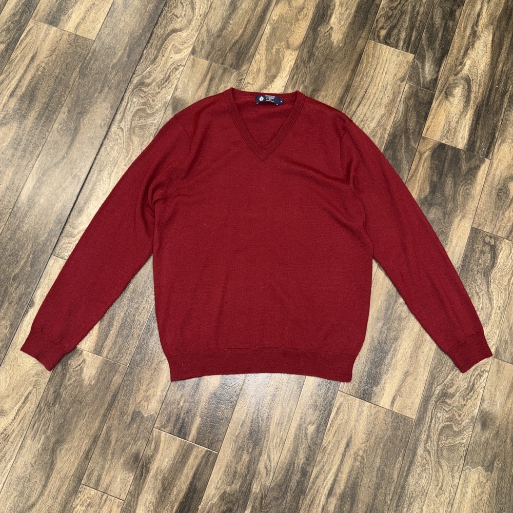 J.CREW V-Neck Pullover Sweater 100% Merino Wool Maroon Men's Size M